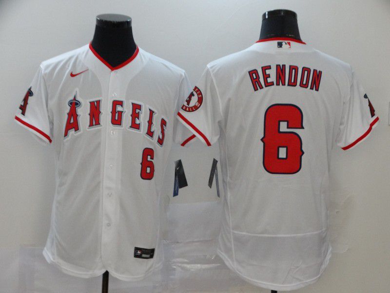 Men Los Angeles Angels 6 Rendon White Nike Elite MLB Jerseys